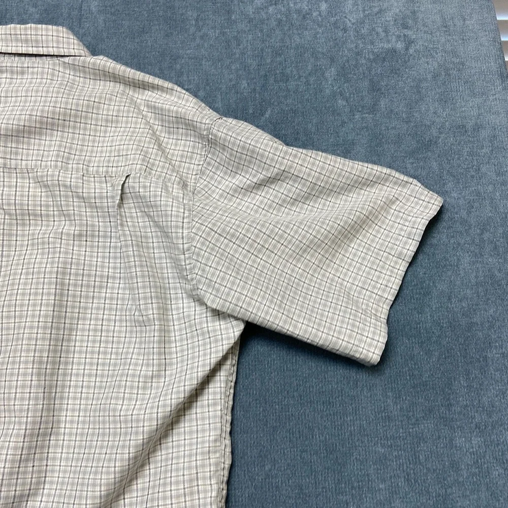 The North Face Shirt Mens Large Gray Check Mesh Lined Travel Outdoor Button Up